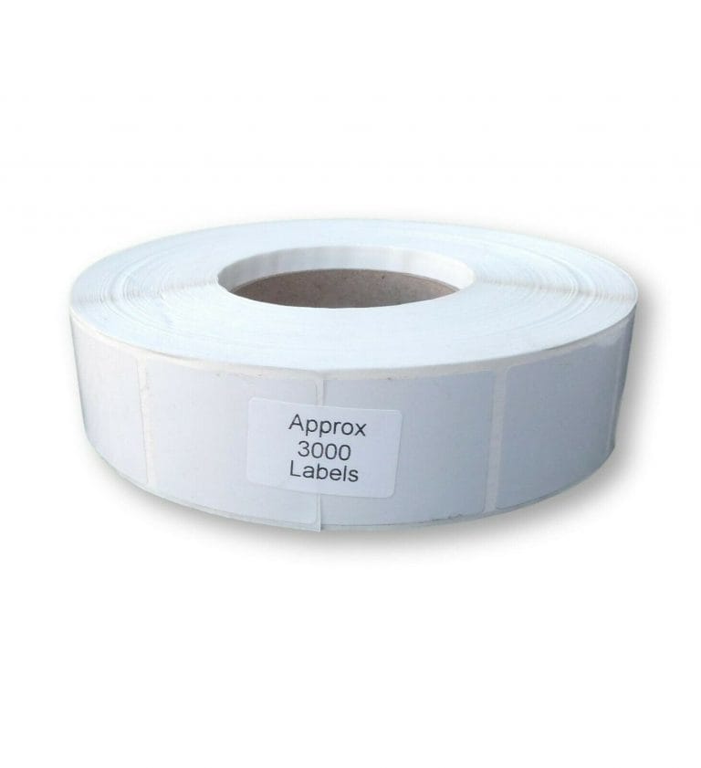 50mm x 40mm White polypropylene labels high tack adhesive 76mm core 3000 labels on a roll